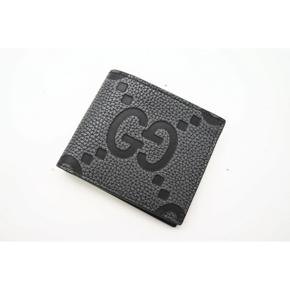 GUCCI Jumbo GG Leather Bi fold Wallet Black Gray - Picture 2 of 9